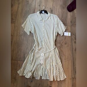 Maison Tara Cream and Blue Striped Mini Dress NWT 16w 18w